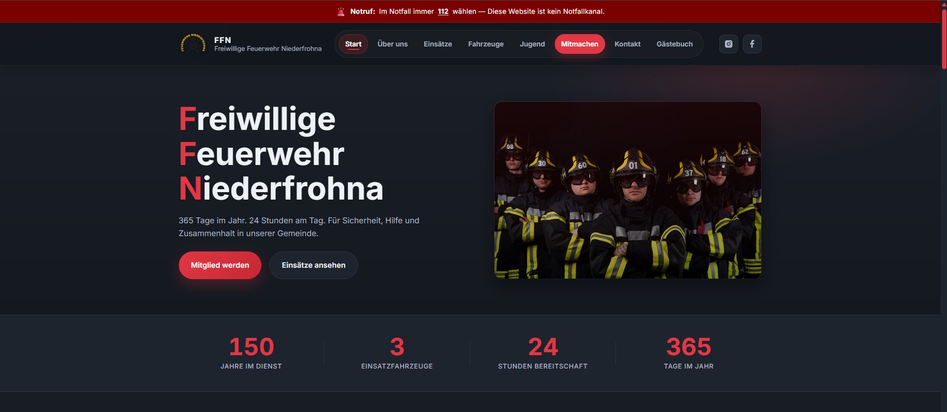 Feuerwehr Niederfrohna – Website Preview